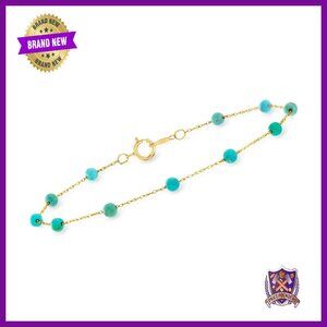 14kt Yellow Gold Turquoise Bead Bracelet, 7 Inches, Springring Clasp